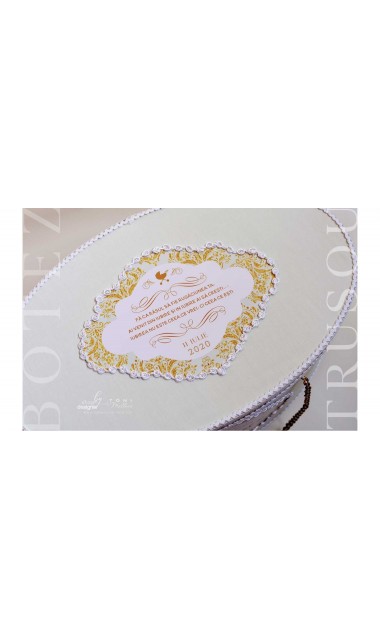 Trusou de botez de lux cu gold si verde menta si motive baroc Luxury 25